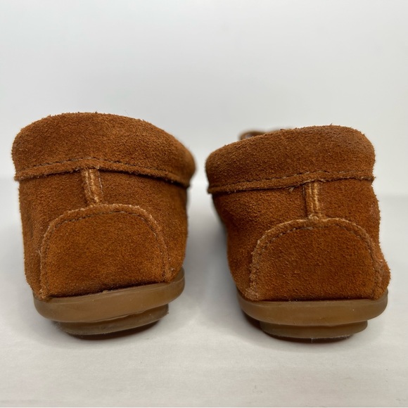 Minnetonka El Paso Moccasin Flat Southwestern Tapestry Soft Genuine Brown Suede - Picture 6 of 12